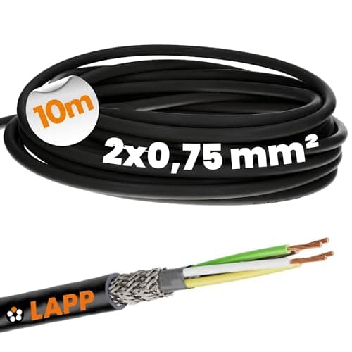 Image of Lapp 1030530 LiYCY Shielded Control Cable 2 x 0.75 mm² I UV-Resistant I Signal Cable 2 Core I Data Cable for Outdoor Use I Soldering Cable I Connection Cable LED I Connection Cable Black