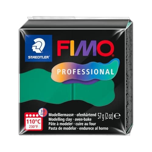 Image of STAEDTLER Polymer Modelling Clay - FIMO Professional - Oven Bake Clay - True Green, 57g - 1 Block, 8040-500