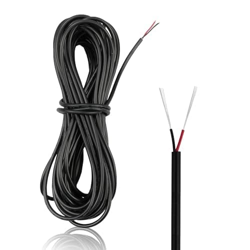 Image of ZoZoMai 10M 2 Core Electrical Wire, 22AWG Black Flexible Electric Cable, PVC Mains Twin Cable, Diameter 3.5mm, for Low Power Household Appliances