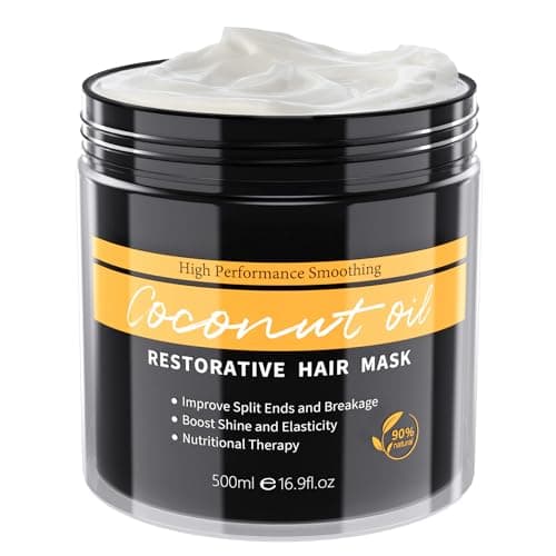 Image of Hair Mask for Dry Damaged Hair, Deep Conditioning for Coloured Hair, Keratin Hair Coconut Oil Restorative Hair Masks for Women with Curly Hair 500ML