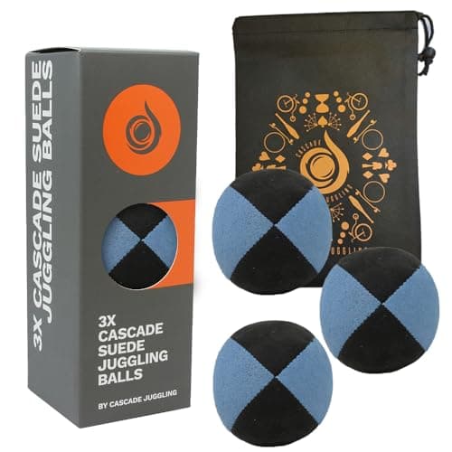 Image of 3 x Pro 110g Cascade Suede Juggling Balls - Quality Thud Juggling Balls & Bag - Set of 3 Beginner Juggling Balls (Blue/Black)