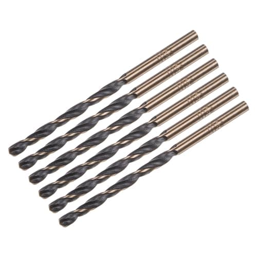 Image of sourcing map 6pcs Jobber Drill Bits 3.2mm (0.126") Black Nitride & Gold Titanium Coated M2 High Speed Steel (HSS) Twist Drill Bits for Stainless Steel Aluminum Alloy Metal