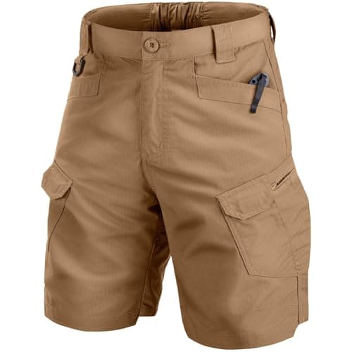 Image of Jessie Kidden Mens Tactical Stretch Outdoor Cargo Shorts Wear Resistant Rip Stop Work Hiking Fishing Shorts #6223-Brown-36