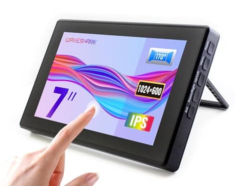 Image of Waveshare 7inch IPS Capacitive Touch Screen with case 1024x600 Pixel LCD Display with Toughened Glass Cover for Raspberry Pi/PC Windows, Support Software Configurable Resolution (up to 1920x1080)