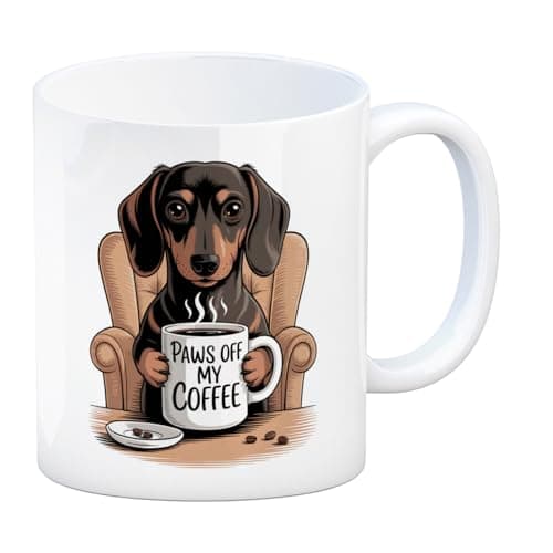 Image of Paws Off My Coffee Mug with Dachshund - Perfect for Dog Lovers, Morning Coffee Enthusiasts, and More