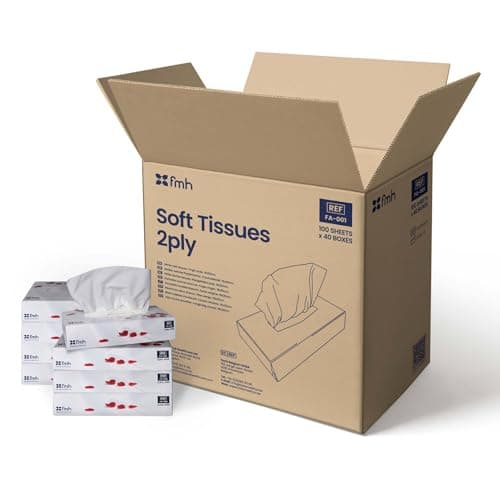 Image of Farla Medical Healthcare Facial Tissues, Pack of 40 Tissue Boxes - 2-Ply, 100 Sheets Soft White Tissue Paper - Versatile for Home, Office, Schools & Healthcare - Fits Standard Tissue Dispensers