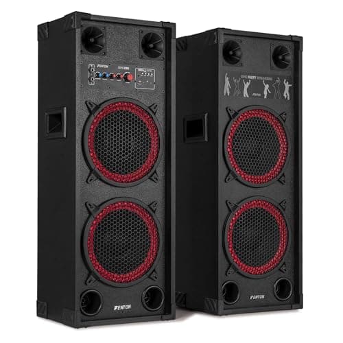 Image of Fenton SPK-210 Active Bluetooth Party Speaker Set, 1200W Home Audio System with Dual 10" Speakers, Ideal Starter Kit for Home Parties, DJ Practice, Karaoke and Events, Wireless Audio Streaming