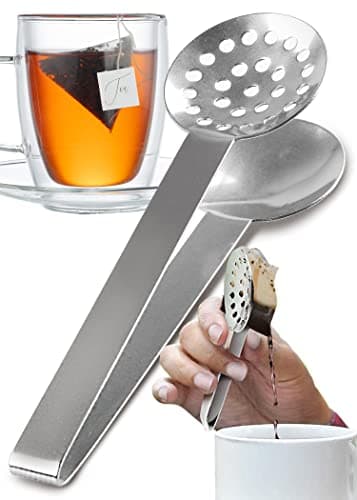 Image of Tea Bag Squeezer 1 Pack Stainless Steel – Tea Tongs & Press Tool for Mugs – No Drips No Mess – Essential Tea Accessory Gift for Tea Lovers