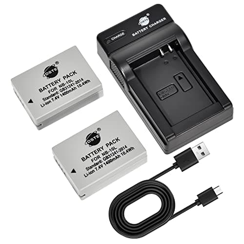 Image of DSTE NB-10L Camera Battery (2-pack) and Charger Compatible with Canon PowerShot G1 X, G3 X, G15, G16, SX40 HS, SX50 HS,SX60 HS