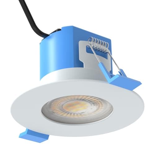 Image of Simple Lighting® Fire Rated LED Downlight, White, 6W 600 Lumens, CCT Adjustable 3 Colour Temperatures, IP65 Waterproof, Dimmable, 86mm Diameter, 55-70mm Cut-Out