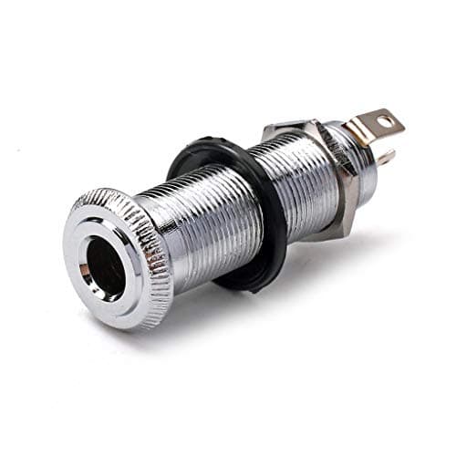 Image of Alnicov Cylinder Clip End Pin Mono Panel Output Jack Socket For Electric Guitar Bass 6.35MM,Chrome