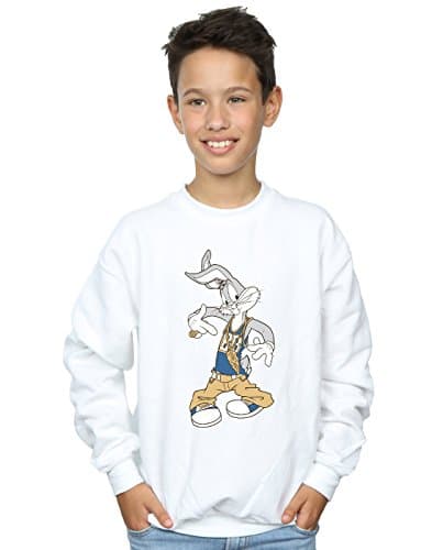 Image of LOONEY TUNES Boys Bugs Bunny Rapper Sweatshirt 7-8 Years White