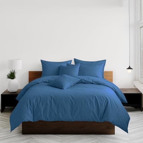 Image of Home Sweet Home UK Plain Dyed Double Size Duvet Cover Sets Soft PolyCotton Duvet Cover Sets Double size With Button Closure Non-Iron Easy Care Bedding with Matching Pillowcases