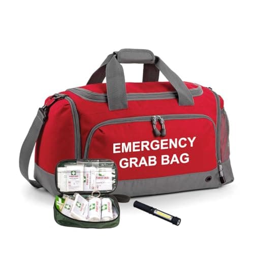 Image of Emergency Grab Bag Kit Printed Home Evacuation & Car Winter Safety Holdall with First Aid Kit & Travel Torch