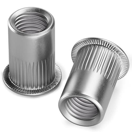 Image of YOOPIN M6 Rivet Nuts, 60PCS Threaded Insert Nutserts, Stainless Steel Rivnut, Sliver Rivet Nut, Flat Head Threaded Rivet Nuts for Metal Sheets, Electrical Appliances and Industrial Products