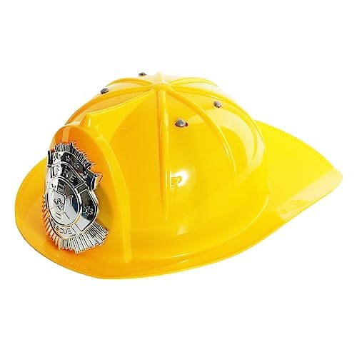 Image of Adults Yellow Firefighter Helmet - Yellow Plastic Helmet, Silver 'fire Rescue' Badge on the Front - Perfect for Stag or Hen Do, Firefighter Fancy Dress or Other Fancy Dress Events - Pack of 1