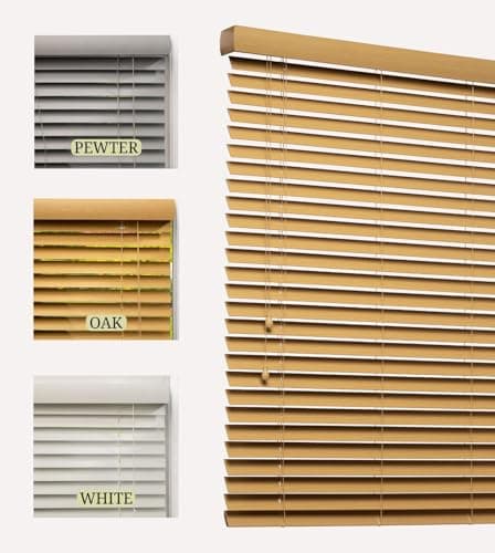 Image of Lister Cartwright Woodgrain Fauxwood Venetian Blinds for Windows 50mm – Trimmable, Easy Fit Curtains, Child Safe – Durable Home & Office Blind(Oak, 60 W x 160 H cm)