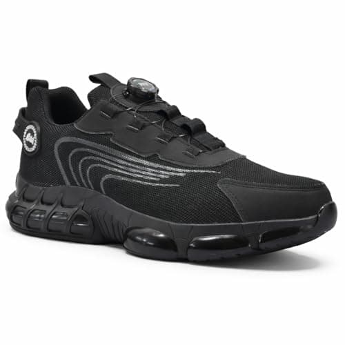 Image of Mens Womens Safety Trainers Steel Toe Cap Work Boot Shoes Lightweight Boots Non Slip, Breathable, Puncture Proof, Shock Absorbing (Black Grey, UK Footwear Size System, Adult, Men, Numeric, Medium, 7)