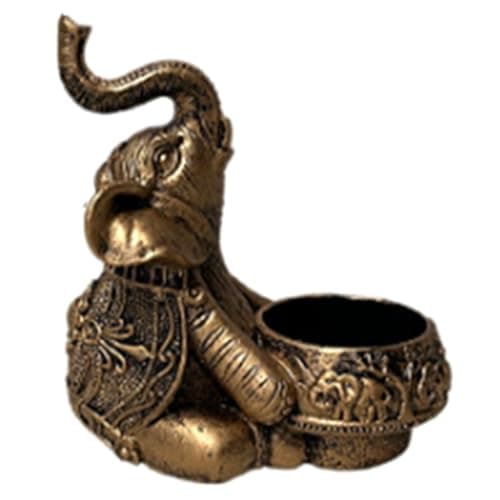 Image of Arivend A-Gold Elephant Sculpture Tea Light Candle Holder Deco Small Candle Stick Holders Good Lucky Props