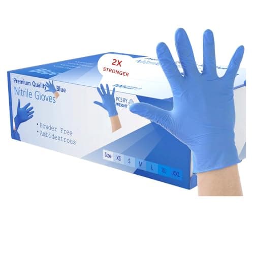 Image of 200 Disposable Nitrile Gloves Extra Large Blue – Medical Examination Powder-Free Latex-Free Strong Durable Tear-Resistant for Healthcare, Dental, Food, Cleaning, Automotive & Industrial Use (XL)