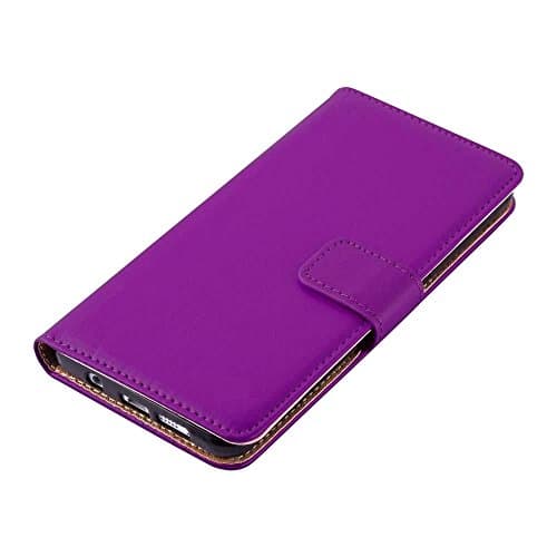 Image of NWNK13 Samsung Galaxy S6 (SM-G920) Phone Case Premium Leather Flip Case Book Wallet Case Card Holder Media Stand Shock Proof Case Protective Phone Cover Compatible for Samsung S6 Purple