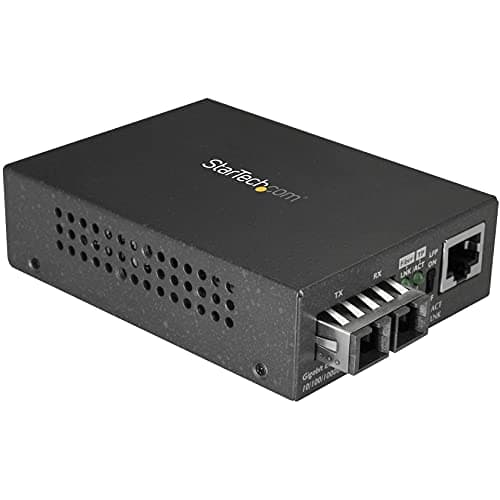 Image of StarTech.com Singlemode (SM) SC Fiber Media Converter for 10/100/1000 Network - 10km - Gigabit Ethernet - 1310nm - w/ Auto Negotiation (MCMGBSCSM10)