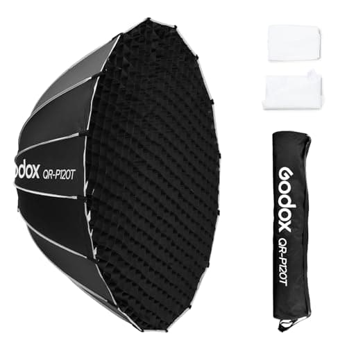 Image of Godox QR-P120T 120cm Quick Release Parabolic Softbox with Honeycomb Grid, Bowen Mount Softbox with Front & Inner Diffuser for Godox MS300 MS300-V SK300II SK400II SL60W SL60II SL100D SL100BI LA150D