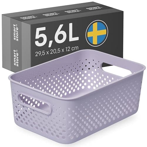 Image of SmartStore Storage Basket with Handles in Lavender 5.6L (29.5x20.5x12cm) | Storage Bin From Recycled Plastic | Essence M Storage Box| Storage with 10-year Warranty