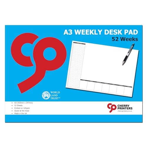 Image of Cherry Weekly Planner Desk Pad A3 (420 x 297 millimetres) 52 Sheets 120gsm Paper