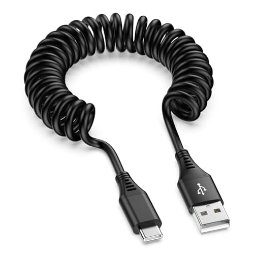 Image of USB C Charge Cable, 2.4A Coiled USB A to USB C Cable 6FT Spring Fast Charging Lead for Car Charger,Samsung Galaxy S25 S24 S23 S22 S21 A53 A54 A14 iPhone 16 15 Pro Google Pixel 7/6 OnePlus Switch PS5