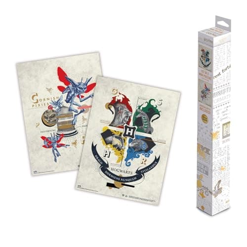 Image of Grupo Erik Poster Harry Potter - Set of 2 Mini Posters 15 x 20.5 inches / 38 x 52 cm - Art Poster Shipped Rolled Up In A Protective Box - Harry Potter Gifts