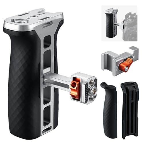 Image of K&F CONCEPT Side Handle with NATO & 3/8” ARRI Mount for Camera Cage, 10KG Load Heavy-Duty Aluminum Rig Grip, 40mm Adjustable Height Left/Right, Cold Shoe & Built-in Hex Wrench for Filmmakers