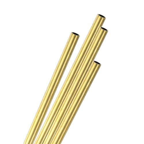 Image of M METERXITY 4-Pack 200mm Brass Round Tube, 4mm OD 0.5mm Wall Thickness H62 Brass Seamless Tubing for Construction/Machining/DIY Crafting, Metal Straight Pipe [0.16x0.02x7.9IN]
