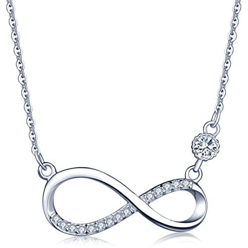 Image of Infinite U Women's girl's Necklace, Infinity symbol diamond Pendant, 925 Sterling Silver Necklace inlaid with zircon, Christmas birthday gift