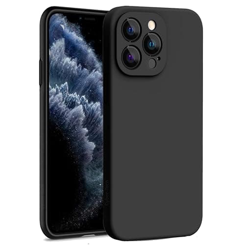 Image of Cyber-Tech Silicone Case for iPhone 11 Pro 5.8-Inch, Silky-Soft Touch Protective Phone Case, Thin Fit Shockproof Cover with Microfiber Lining (Black)