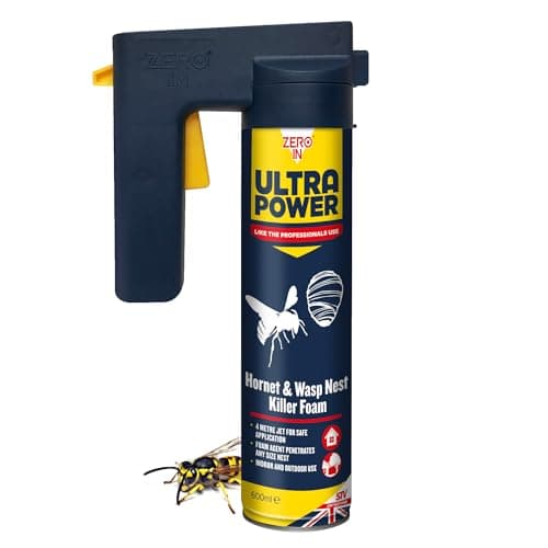 Image of Zero In Ultra Power Wasp & Hornet Nest Killer Foam - Insecticidal Wasp Nest Destroyer Foam Spray for Indoor & Outdoor Nest Removal - Effective Up to 4 Metres, Kills 4-7 Nests - 600ml Trigger Aerosol