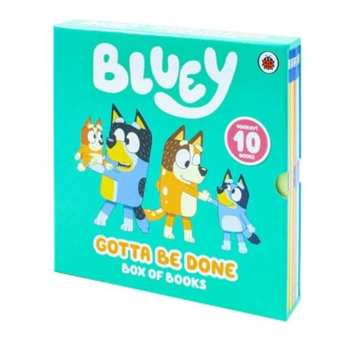 Image of Bluey Gotta Be Done! 10 Picture Books Story Collection Box Set (Typewriter, Swim School, Shadowlands, My Mum is the Best, Mum School, Daddy Robot, Daddy Putdown, My Dad is Awesome, Camping, Baby Race)
