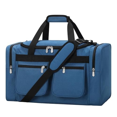 Image of ZZY Men's 40L Gym Bag Sports Duffle with Lockable Zipper, 20-Inch Holdall for Fitness, Workout, Travel, Weekend Overnight Bag (Blue)