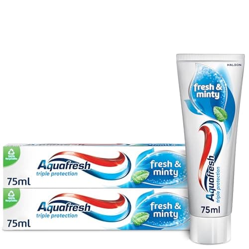 Image of Aquafresh Toothpaste Triple Protection Fresh & Minty, 3 in 1 Protection, Pack of 2 x 75ml
