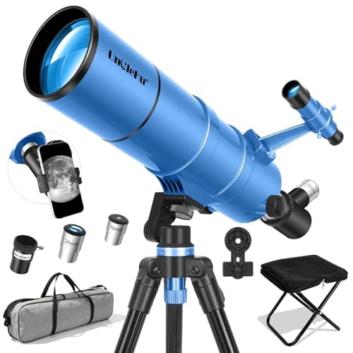 Image of Telescope for Astronomy Adults&Kids Beginners, 22X-165X, 90mm Aperture 550mm Astronomical Refractor Telescope with Folding Stool&Tripod&Phone Adapter&Carrying Bag, Telescopes for Ground&Moon Viewing