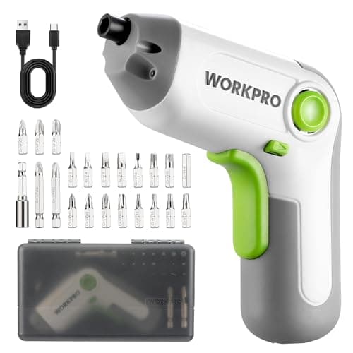 Image of WORKPRO 3.6V Electric Screwdriver Set with Offset Drive, 24-Piece Cordless Screwdriver Kit, 6 Nm Torque, Mini Power Screwdriver with Carrying Case