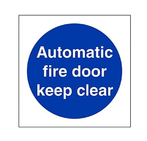 Image of Vsafety 18002AE-S'Automatic Fire Door Keep Clear' Sign, Square, 80 mm x 80 mm (Pack of 3)