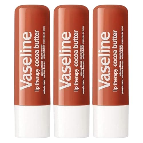 Image of Vaseline Lip Therapy Cocoa Butter Lip Care Stick with Petroleum Jelly – Intensive Moisturising Lip Repair for Soft, Smooth Lips – 4.8g × 3 Pack