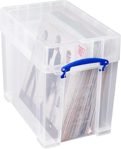 Image of 19 litre XL Really Useful Clear Plastic Storage Box- Stores 50 Vinyl LPs