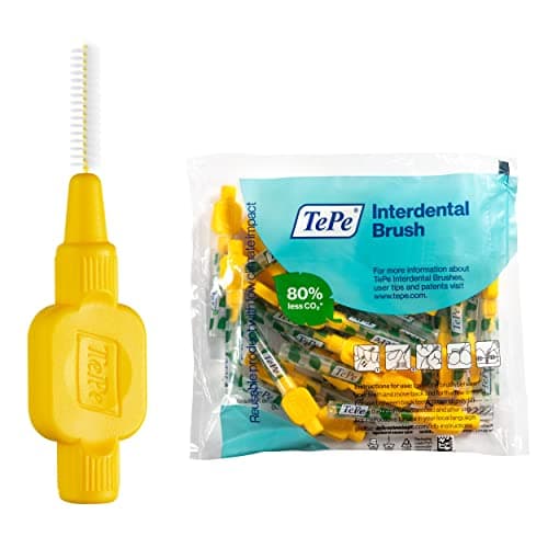 Image of TEPE Interdental Brush Original, Soft Dental Brush for Teeth Cleaning, Pack of 25, 0.7 mm, Medium Gaps, Yellow, Size 4