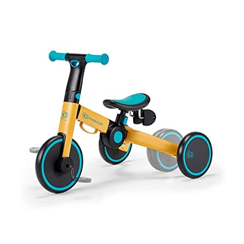 Image of Kinderkraft 4TRIKE, foldable 3-in-1 tricycle, push trike, balance bike, pedal tricycle, lightweight aluminum frame, adjustable seat, EVA wheels, for children 1–5 years, Yellow