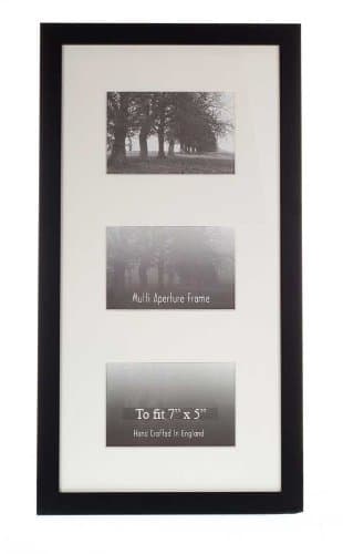 Image of Black Multi Photo Frame, Black Frame to fit 3 photos, Fits 7x5 Photos, Multi Photo Frames for Wall, Elegant Collage Frames for Wall Decor, Aperture Display Home or Office (18x13cm)