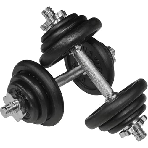 Image of Cast Iron Adjustable Dumbbell & Barbell Set for Men & Women – 15kg, 20kg & 30kg Free Weights Kit for Home Gym Fitness, Strength Training & Muscle Building (15, Kilograms)
