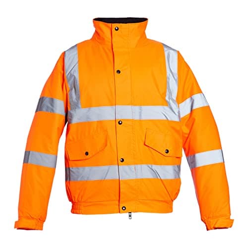 Image of Blackrock Orange Hi Vis Waterproof Bomber Jacket Men's and Women's, Reflective High Vis Jackets, High Viz Visibility Warm Safety Security Work Wear, Taped Seams & Fleece Lined Collar - Size 2XL