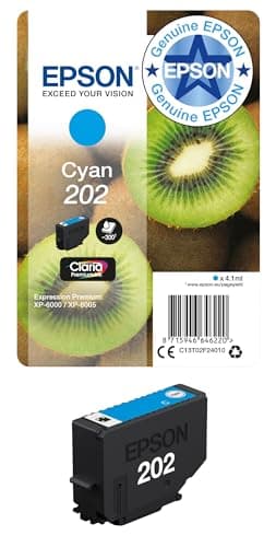 Image of Epson 202 Cyan Kiwi Genuine, Claria Premium Ink Cartridge, Standard Capacity